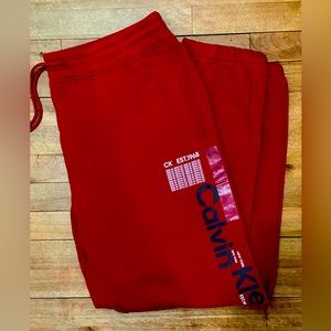 OVER 50% Off -CALVIN KLEIN- XL Mens/ Woman’s RED Sweatpants -BRAND NEW W/ TA…